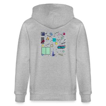 Eldram's Eighties Abstract 01 - Stanley/Stella CULTIVATOR  Unisex Organic Hooded Jacket - heather grey - Back - Luana (180cm)