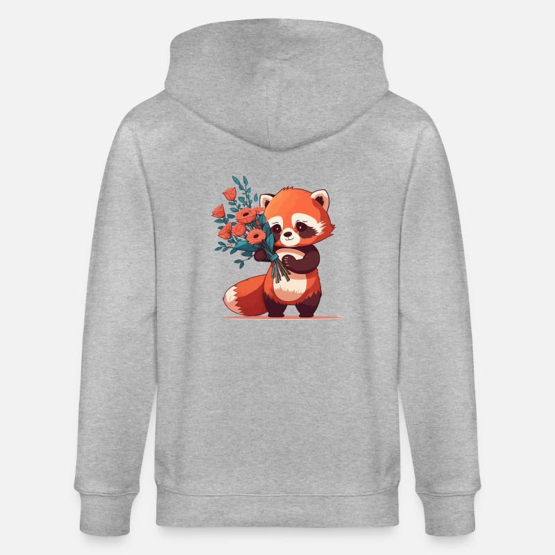 Panda roux à fleurs - Veste à capuche bio CULTIVATOR Stanley/Stella Unisexe - gris chiné