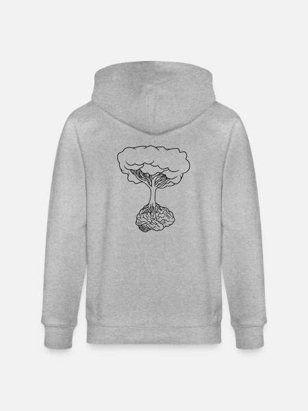 Brain under tree - Stanley/Stella CULTIVATOR  Unisex Organic Hooded Jacket - heather grey