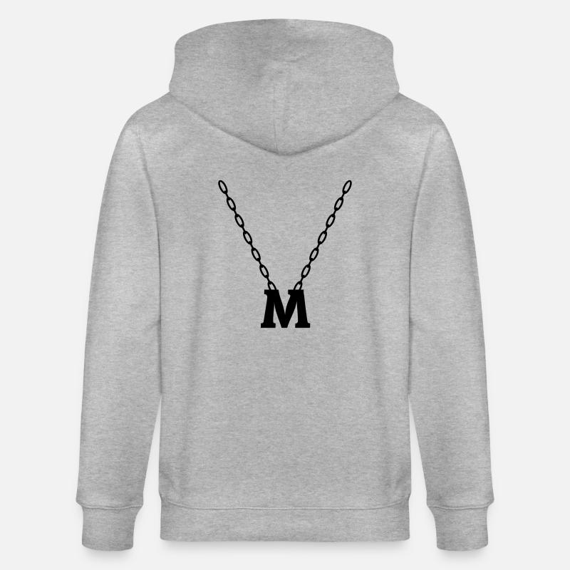 Buchstabenkette Initial M - Stanley/Stella Unisex Bio-Kapuzenjacke CULTIVATOR  - Grau meliert
