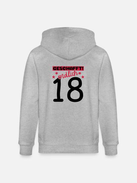 endlich 18 geschafft! - Stanley/Stella Unisex Bio-Kapuzenjacke CULTIVATOR  - Grau meliert