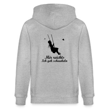 Mir reichts ich geh schaukeln - Stanley/Stella Unisex Bio-Kapuzenjacke CULTIVATOR  - Grau meliert - Hinten - Luana (180cm)
