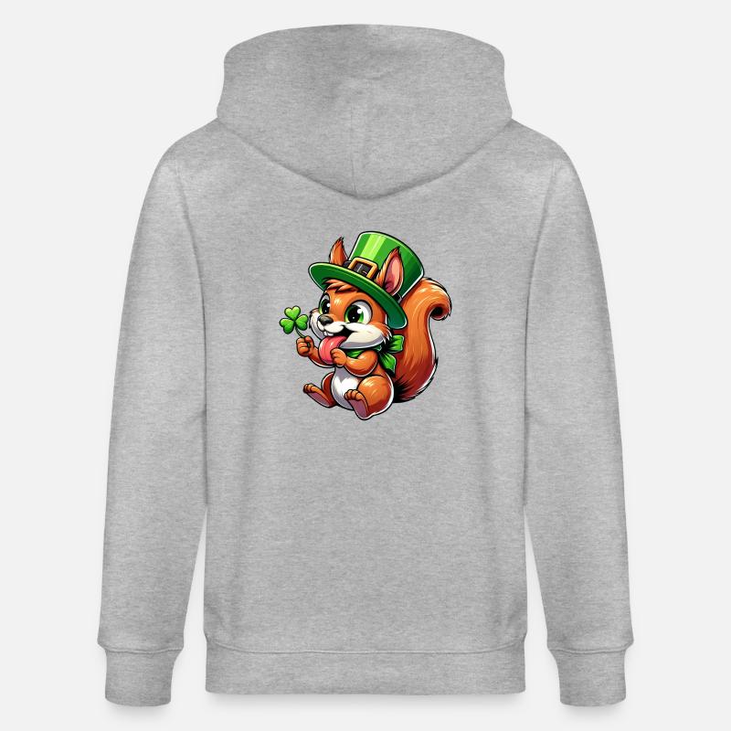St. Patrick's freches Eichhörnchen - Stanley/Stella Unisex Bio-Kapuzenjacke CULTIVATOR  - Grau meliert