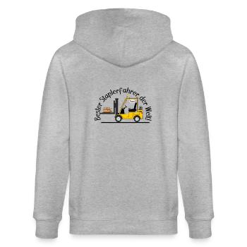 Staplerfahrer mit Bier beste Staplerfahrer - Stanley/Stella Unisex Bio-Kapuzenjacke CULTIVATOR  - Grau meliert - Hinten - Luana (180cm)