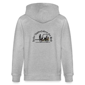 Staplerfahrer Armee bester Staplerfahrer der Welt - Stanley/Stella Unisex Bio-Kapuzenjacke CULTIVATOR  - Grau meliert - Hinten - Luana (180cm)