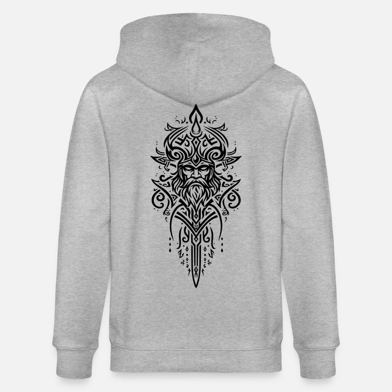 Mächtiges Stammes-Wikingermuster, Symbol der Stärke - Stanley/Stella Unisex Bio-Kapuzenjacke CULTIVATOR  - Grau meliert