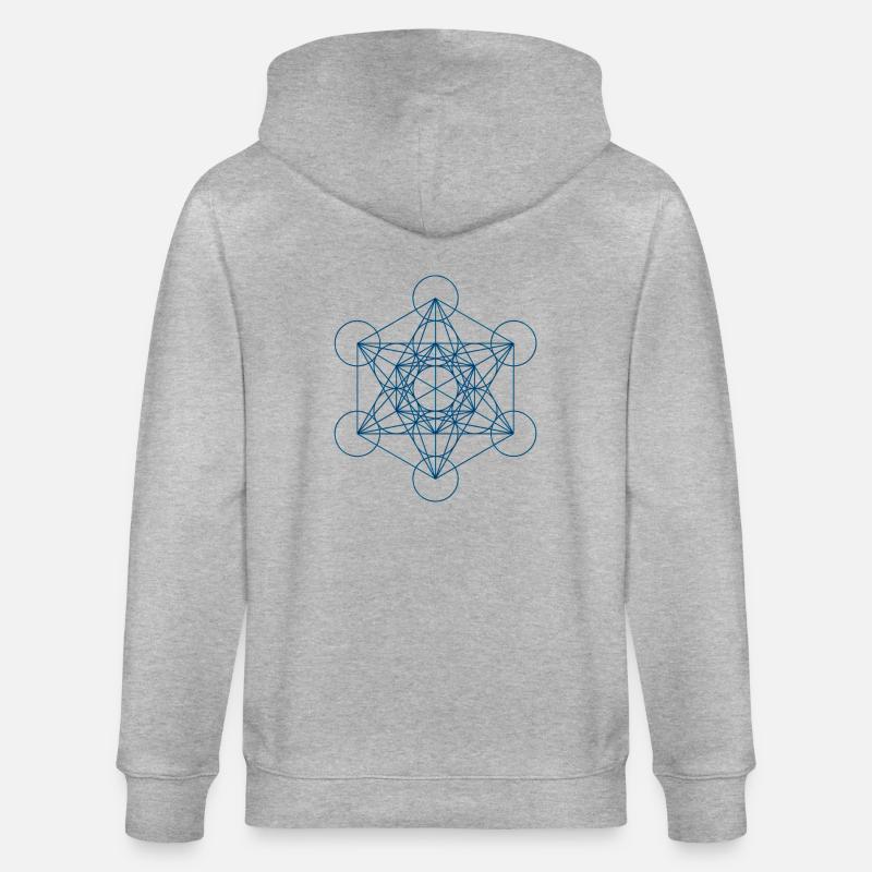 Le cube de Metatron - bleu - Veste à capuche bio CULTIVATOR Stanley/Stella Unisexe - gris chiné