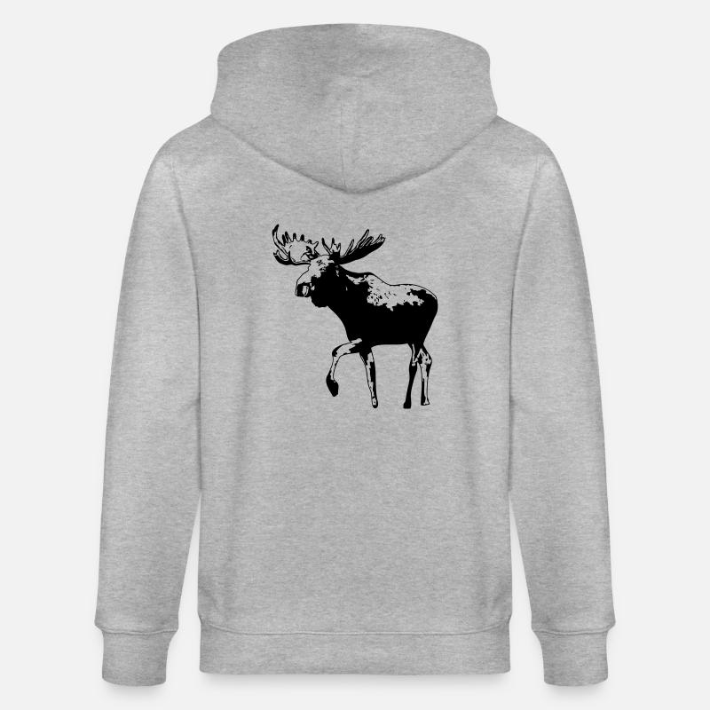 elch - elk - moose - jagd - jäger - Stanley/Stella Unisex Bio-Kapuzenjacke CULTIVATOR  - Grau meliert