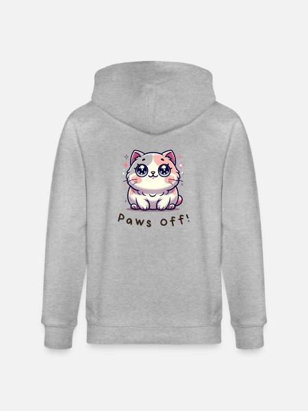 Paws Off! – Funny cat shirt - Stanley/Stella CULTIVATOR  Unisex Organic Hooded Jacket - heather grey