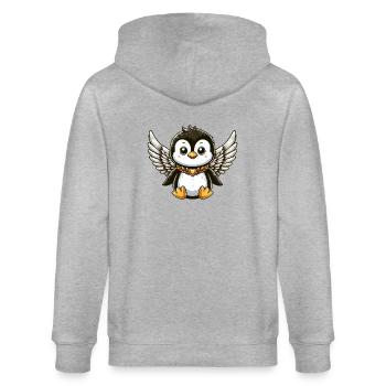 Conception de bande dessinée mignon pingouin ange - Veste à capuche bio CULTIVATOR Stanley/Stella Unisexe - gris chiné - Dos - Luana (180cm)