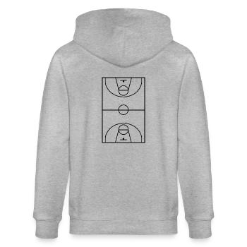 Minimalismus Basketball Spielfeld Illustration - Stanley/Stella Unisex Bio-Kapuzenjacke CULTIVATOR  - Grau meliert - Hinten - Luana (180cm)