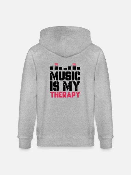 music is my therapy - Stanley/Stella CULTIVATOR Unisex Organic Hooded Jacket - heather grey