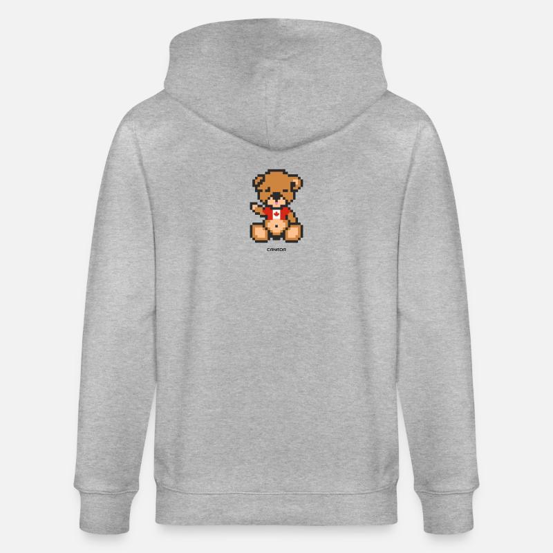 Pixel Bär Kanada - Stanley/Stella Unisex Bio-Kapuzenjacke CULTIVATOR  - Grau meliert