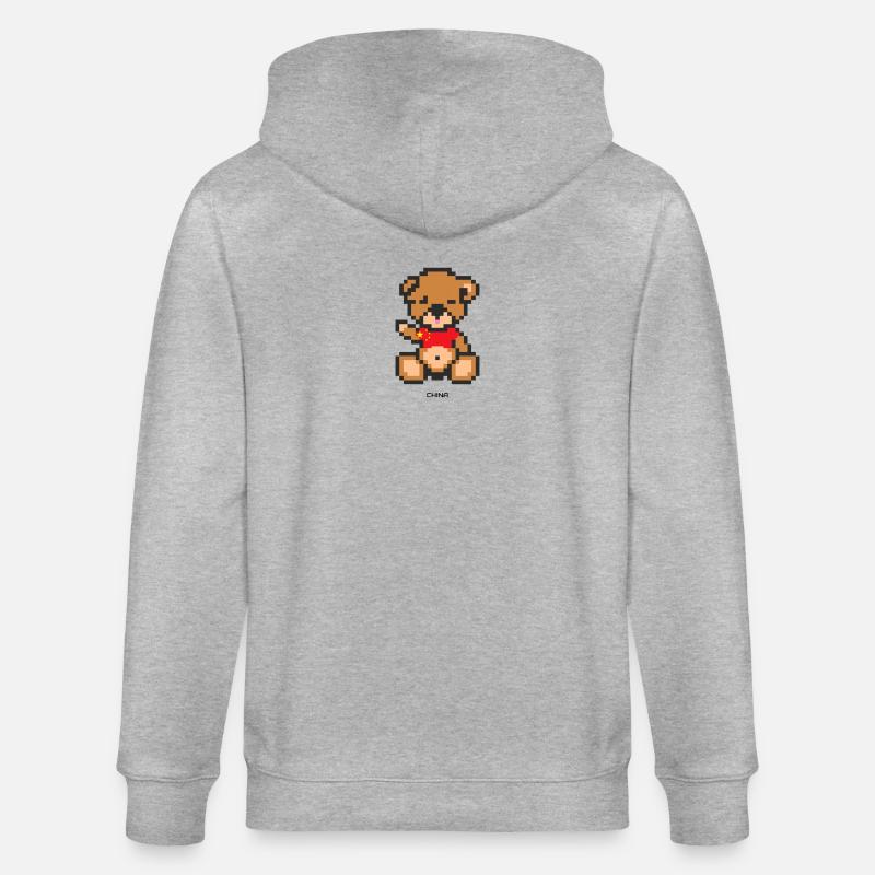 Pixel Bär China - Stanley/Stella Unisex Bio-Kapuzenjacke CULTIVATOR  - Grau meliert