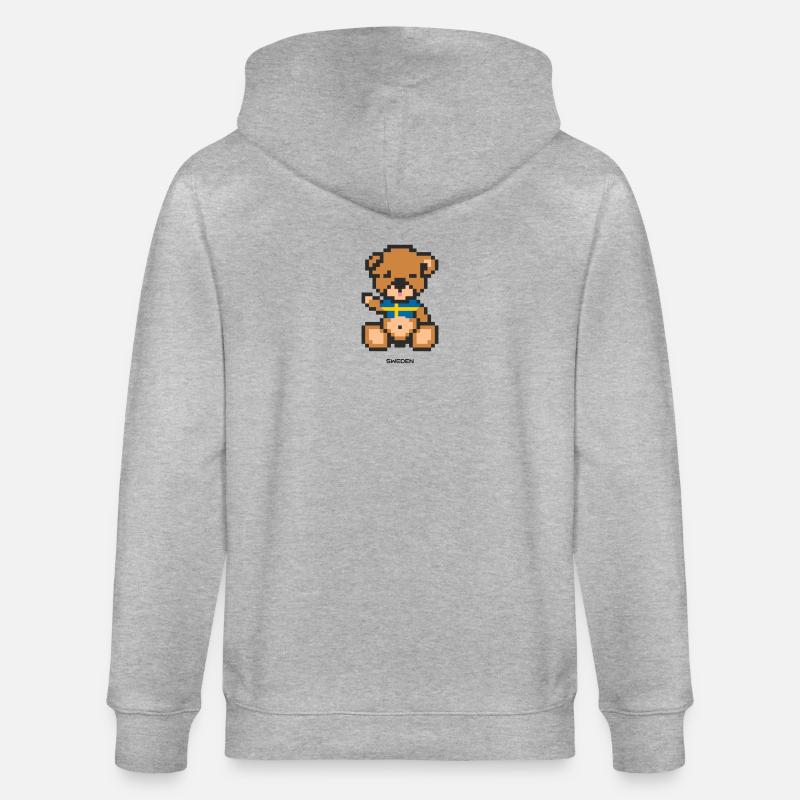 Pixel Bär Schweden - Stanley/Stella Unisex Bio-Kapuzenjacke CULTIVATOR  - Grau meliert