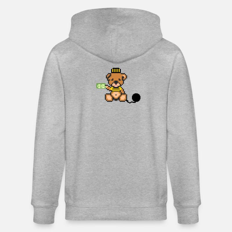 Pixel Bär Gefangener - Stanley/Stella Unisex Bio-Kapuzenjacke CULTIVATOR  - Grau meliert