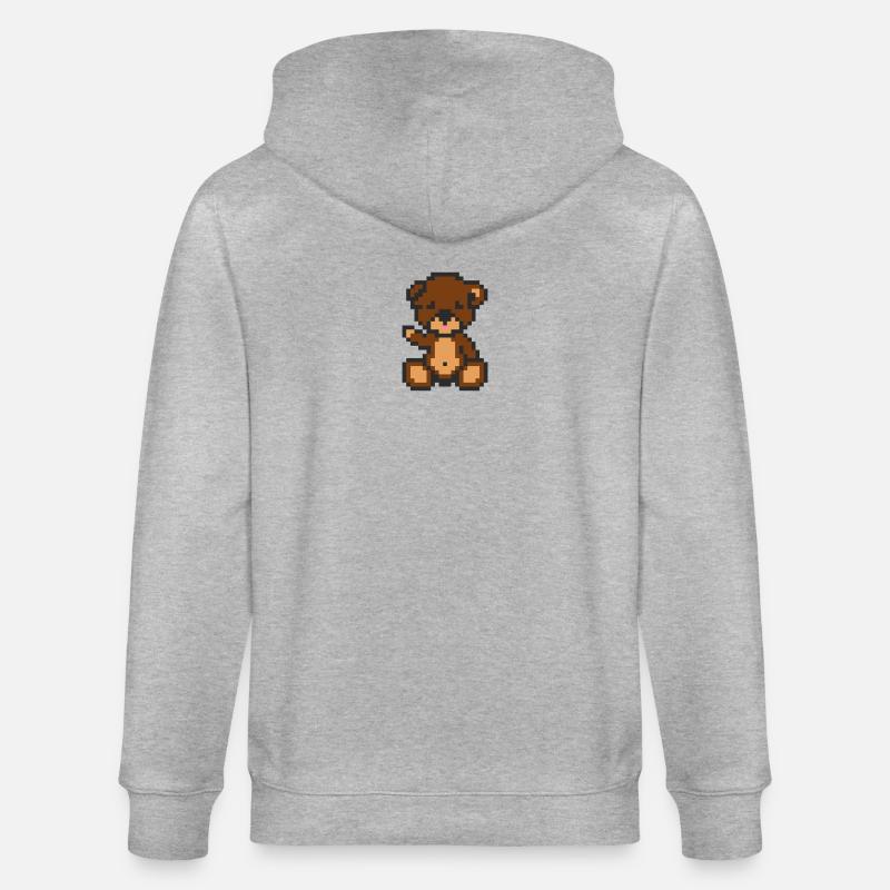 Pixel Bear Brownie - Veste à capuche bio CULTIVATOR Stanley/Stella Unisexe - gris chiné