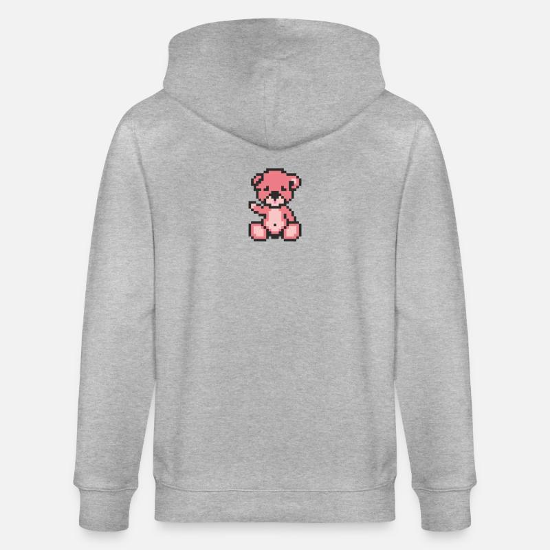 Pixel Bear Candy - Stanley/Stella CULTIVATOR  Unisex Organic Hooded Jacket - heather grey