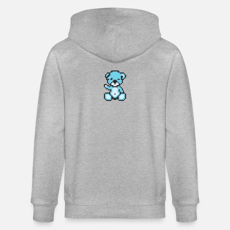Pixel Bear Pastel Blue - Veste à capuche bio CULTIVATOR Stanley/Stella Unisexe - gris chiné