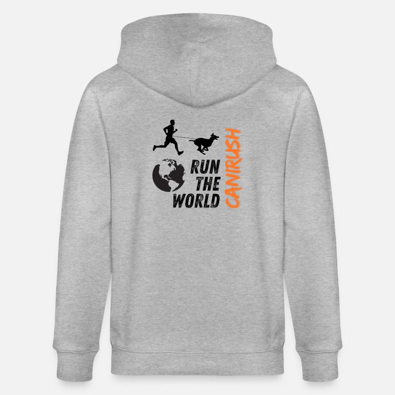 Canicross run the world - Veste à capuche bio CULTIVATOR Stanley/Stella Unisexe - gris chiné