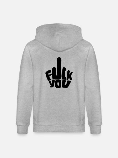 FUCK YOU - Stanley/Stella CULTIVATOR  Unisex Organic Hooded Jacket - heather grey