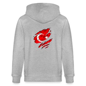 drapeau turc türkiye - Veste à capuche bio CULTIVATOR Stanley/Stella Unisexe - gris chiné - Dos - Luana (180cm)