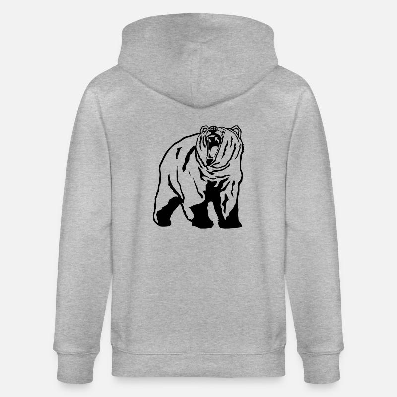 Grizzly - Bear - Bär - Stanley/Stella Unisex Bio-Kapuzenjacke CULTIVATOR  - Grau meliert
