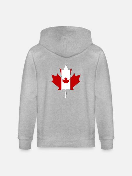 Vlag van Canada als esdoornblad met zwart frame - Stanley/Stella Uniseks bio-ziphoodie CULTIVATOR  - grijs gemêleerd