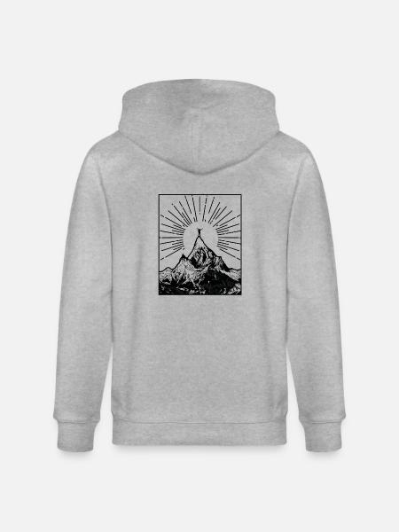 HIKING hiking mountain gift - Stanley/Stella CULTIVATOR Unisex Organic Hooded Jacket - heather grey