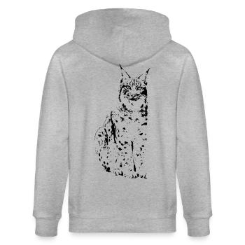 luchs lynx cougar wild cat katze raubtier löwe - Stanley/Stella Unisex Bio-Kapuzenjacke CULTIVATOR  - Grau meliert - Hinten - Luana (180cm)