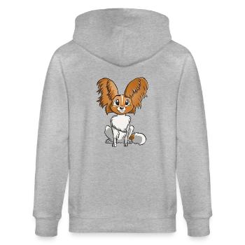 Spaniel Papillon - Stanley/Stella CULTIVATOR  Unisex Organic Hooded Jacket - heather grey - Back - Luana (180cm)