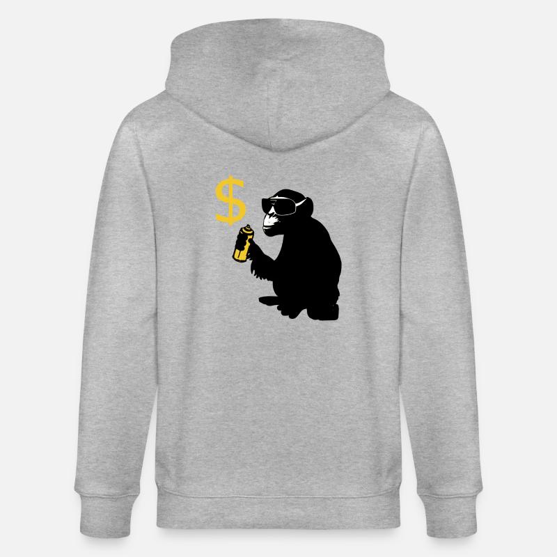 affe sprüht dollarzeichen - Stanley/Stella Unisex Bio-Kapuzenjacke CULTIVATOR  - Grau meliert