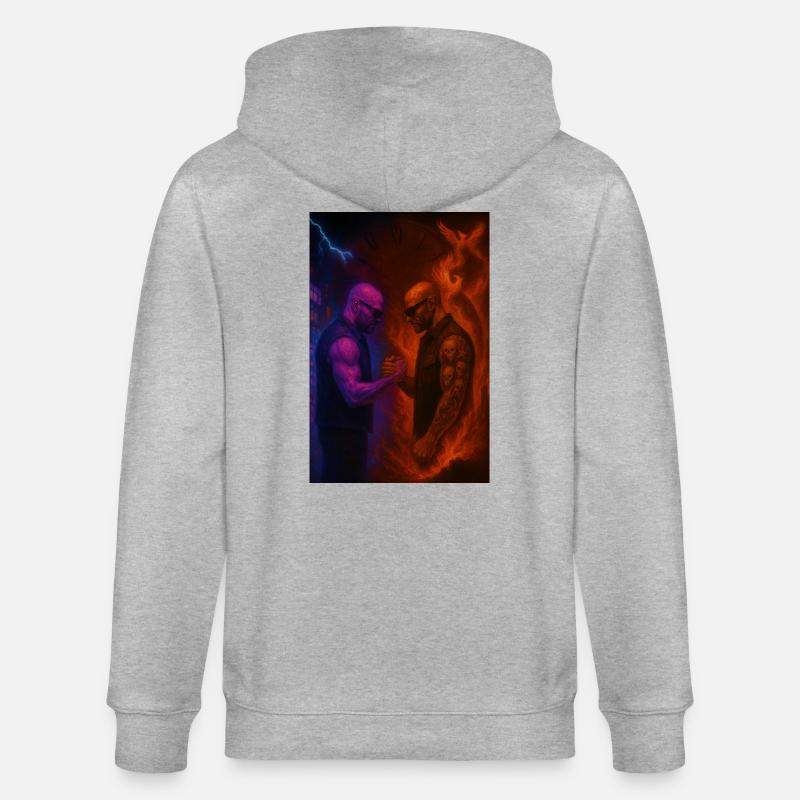 Feuer gegen Eis Duell der Elemente - Stanley/Stella Unisex Bio-Kapuzenjacke CULTIVATOR  - Grau meliert