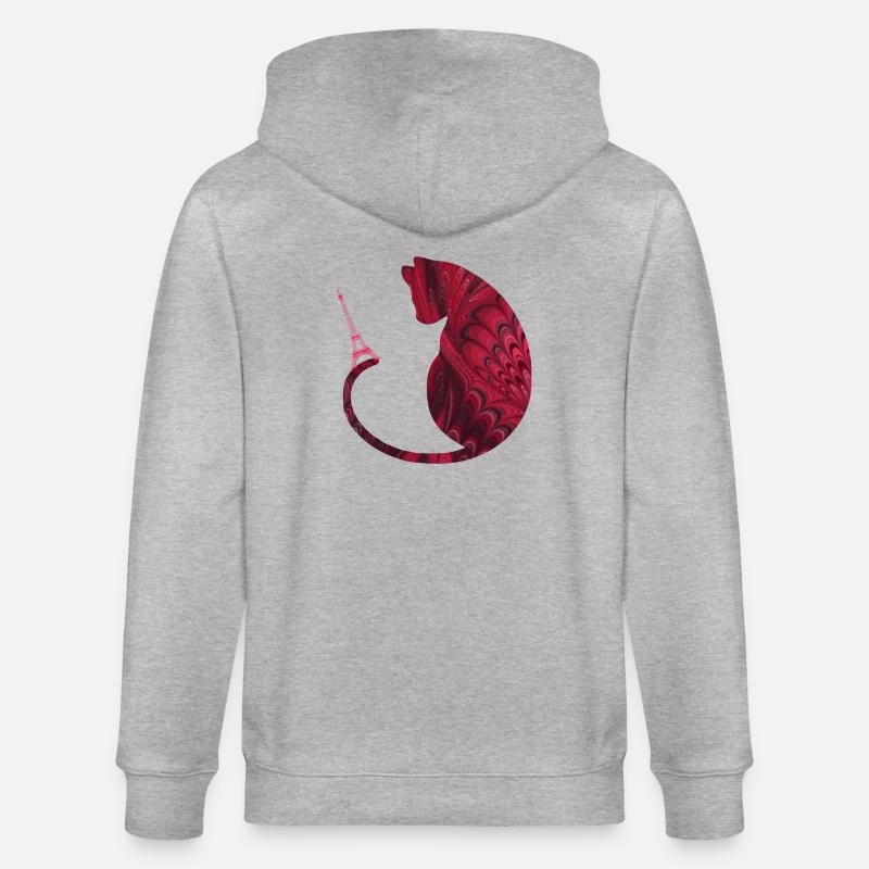 katze mit eiffelturm e 68 - Stanley/Stella Unisex Bio-Kapuzenjacke CULTIVATOR  - Grau meliert