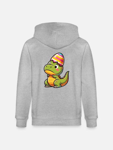 Easter T-Rex in Eggshell, Clumsy - Stanley/Stella CULTIVATOR  Unisex Organic Hooded Jacket - heather grey