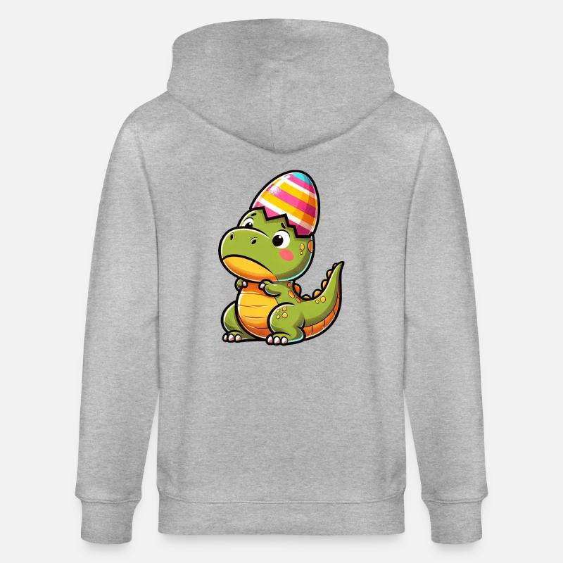 Easter T-Rex in Eggshell, Clumsy - Stanley/Stella CULTIVATOR  Unisex Organic Hooded Jacket - heather grey