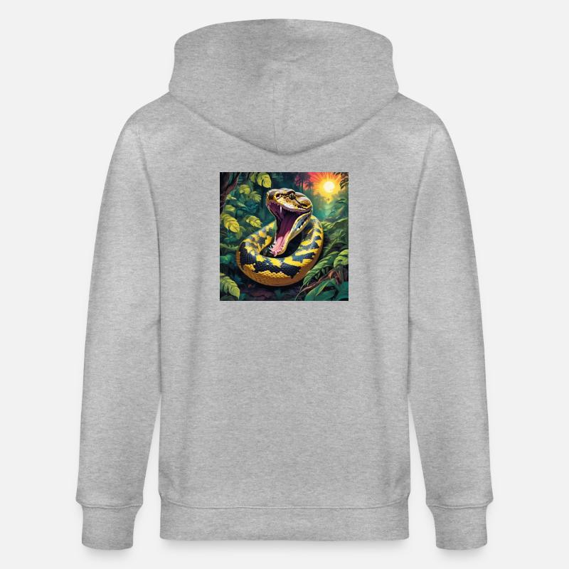 Python Snake - Stanley/Stella CULTIVATOR  Unisex Organic Hooded Jacket - heather grey