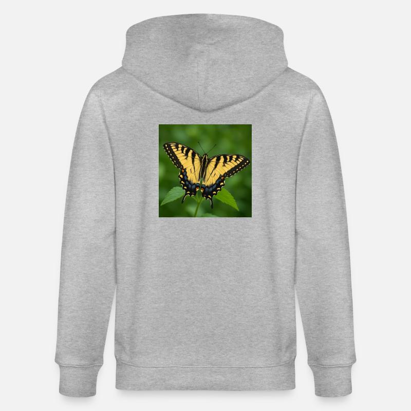 Eastern Tiger swallowtail - Stanley/Stella CULTIVATOR  Unisex Organic Hooded Jacket - heather grey