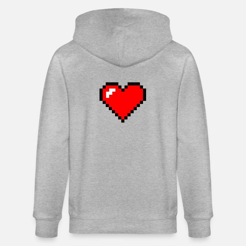 Pixel Herz Videospiel Geschenk - Stanley/Stella Unisex Bio-Kapuzenjacke CULTIVATOR  - Grau meliert
