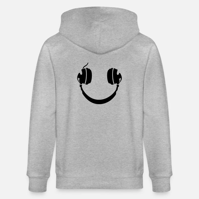 Smiley Headphone - Stanley/Stella Unisex Bio-Kapuzenjacke CULTIVATOR  - Grau meliert