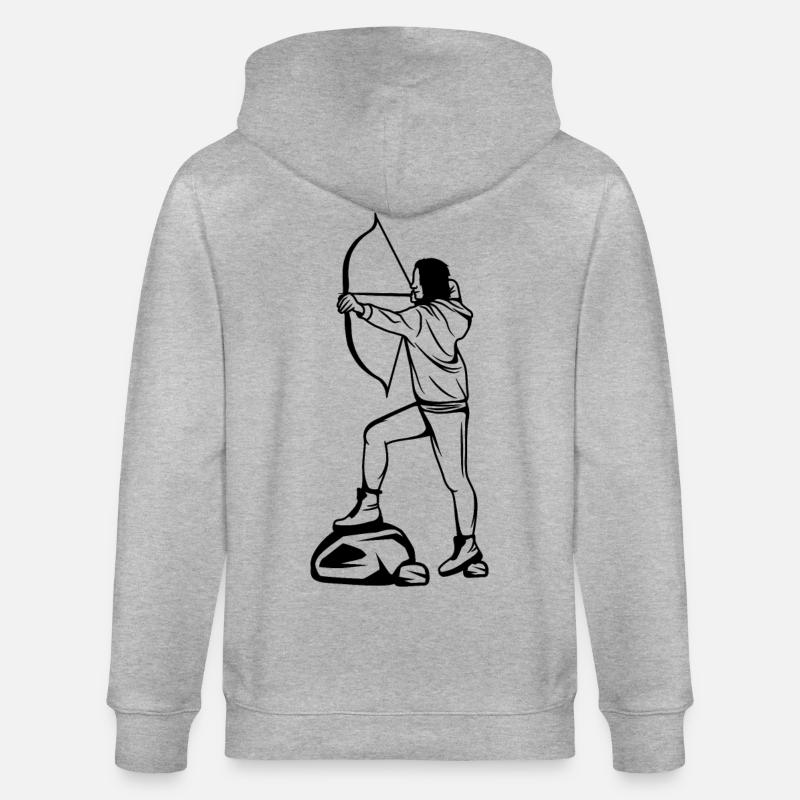 Archer Sketch - Stanley/Stella CULTIVATOR  Unisex Organic Hooded Jacket - heather grey