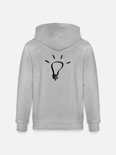 Light bulb idea gift - Stanley/Stella CULTIVATOR  Unisex Organic Hooded Jacket - heather grey
