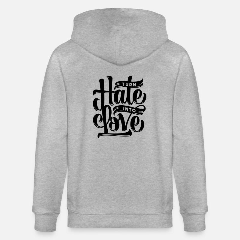Turn Hate Into Love - Stanley/Stella Unisex Bio-Kapuzenjacke CULTIVATOR  - Grau meliert