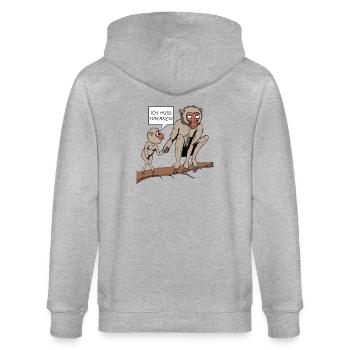 Halts Maul Mike - Makaken - Stanley/Stella Unisex Bio-Kapuzenjacke CULTIVATOR  - Grau meliert - Hinten - Luana (180cm)