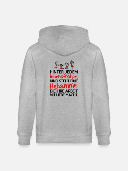 Hebamme mit Liebe - Stanley/Stella Unisex Bio-Kapuzenjacke CULTIVATOR  - Grau meliert