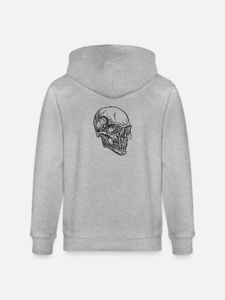 Skull Bone Halloween Skull - Stanley/Stella CULTIVATOR Unisex Organic Hooded Jacket - heather grey
