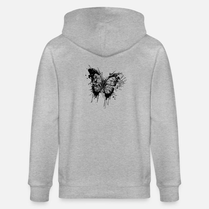 Tattoo Tinte Splash Schmetterling - Stanley/Stella Unisex Bio-Kapuzenjacke CULTIVATOR - Grau meliert