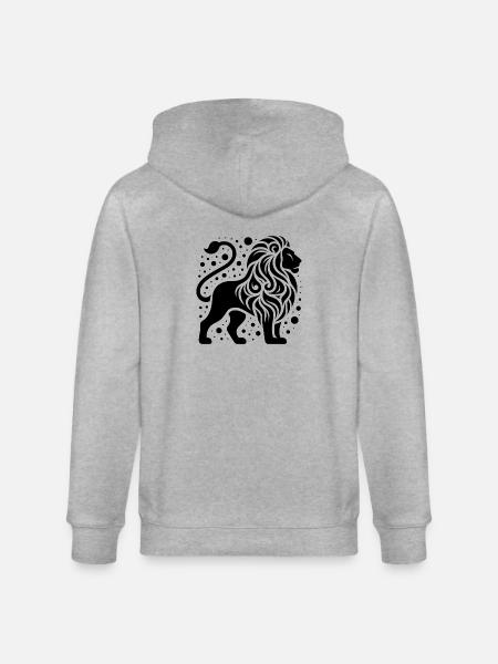 Proud lion with wild mane - Stanley/Stella CULTIVATOR Unisex Organic Hooded Jacket - heather grey