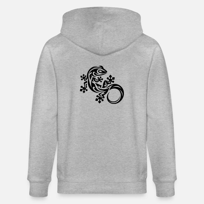 Gecko dans le style de tatouage tribal - Veste à capuche bio CULTIVATOR Stanley/Stella Unisexe - gris chiné