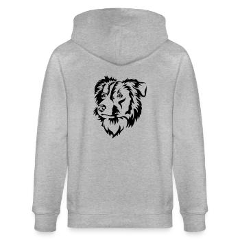 Border-Collie - Stanley/Stella Unisex Bio-Kapuzenjacke CULTIVATOR  - Grau meliert - Hinten - Luana (180cm)